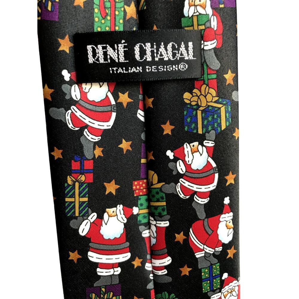 Rene Chagal Mens Christmas Santa Holiday Tie - Picture 2 of 6